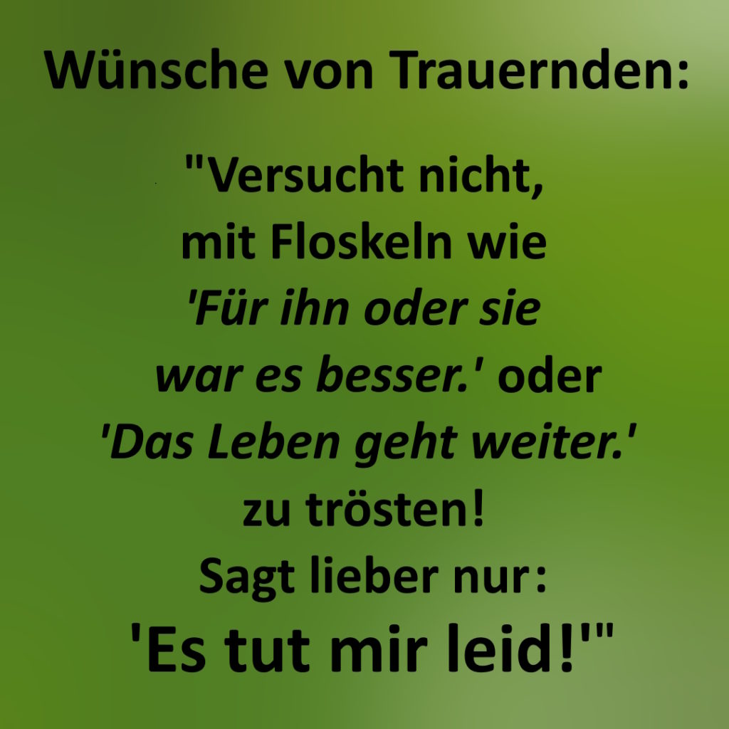 Wünsche von Trauernden Textbilder von Iris Willecke